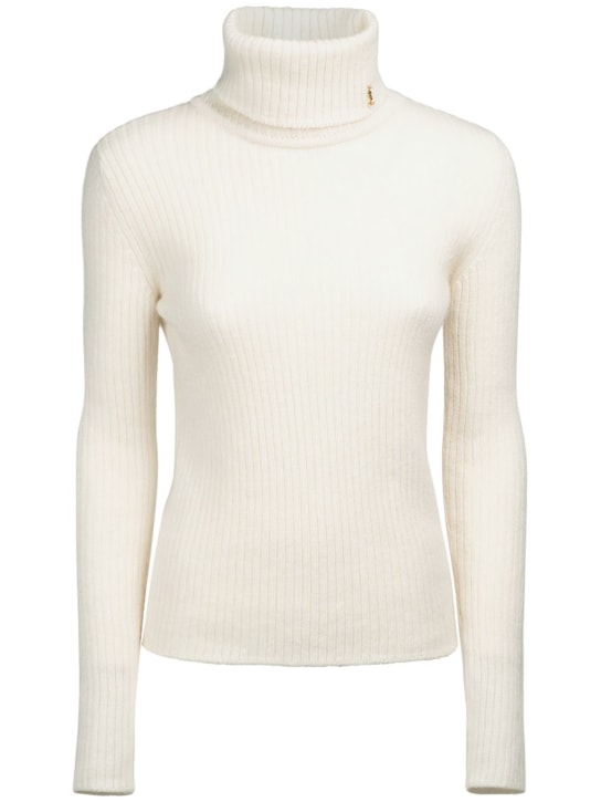 Saint Laurent: Wool blend turtleneck sweater - Naturel - women_0 | Luisa Via Roma