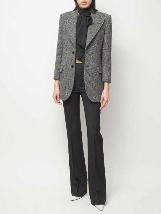 Saint Laurent: Vintage tweed jacket - Gris Chine - women_1 | Luisa Via Roma