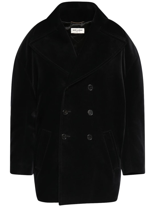 Saint Laurent: Oversize velvet coat - Black - women_0 | Luisa Via Roma