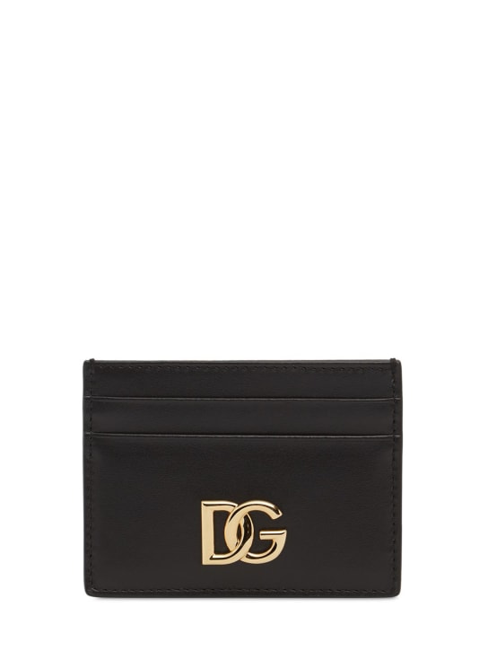 Dolce&Gabbana: DG smooth leather card holder - Black - women_0 | Luisa Via Roma