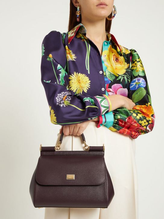Dolce&Gabbana: Medium Sicily Dauphine leather bag - Mosto - women_1 | Luisa Via Roma