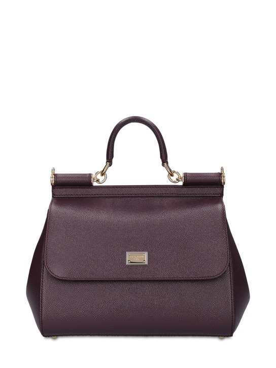 Dolce&Gabbana: Medium Sicily Dauphine leather bag - Mosto - women_0 | Luisa Via Roma
