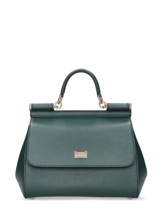 Dolce&Gabbana: Medium Sicily Dauphine leather bag - Lago - women_0 | Luisa Via Roma