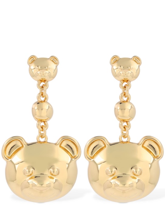 Moschino: Teddy bear drop earrings - Gold - women_0 | Luisa Via Roma