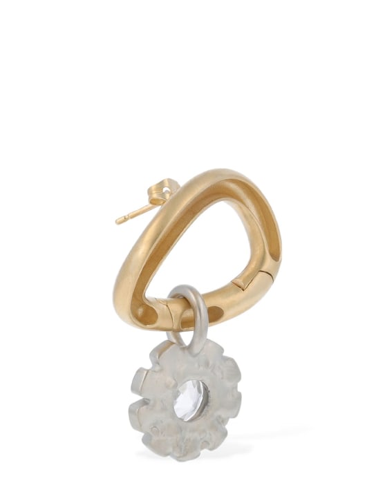 Maison Margiela: Bicolor crystal flower mono earring - Gold/Silver - men_1 | Luisa Via Roma