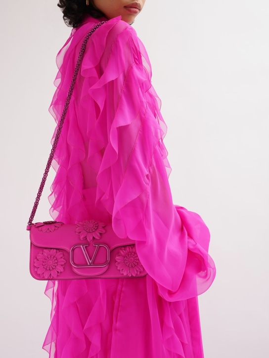 Valentino Garavani: Loco flower leather shoulder bag - Uwt Pink Pp - women_1 | Luisa Via Roma