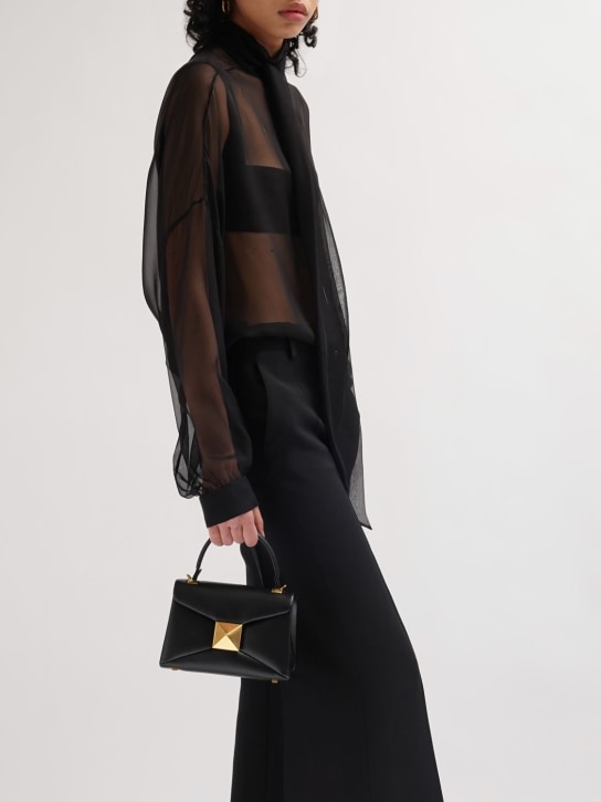 Valentino Garavani: Mini One Stud leather top handle bag - 0NO - women_1 | Luisa Via Roma