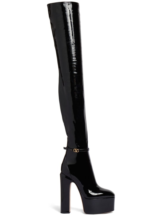 Valentino Garavani: 155mm Tan-go over-the-knee boots - Black - women_0 | Luisa Via Roma