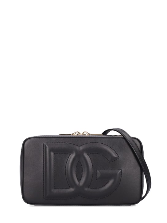 Dolce&Gabbana: Logo leather camera bag - Black - women_0 | Luisa Via Roma