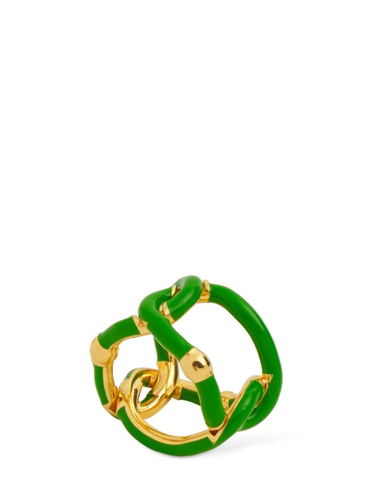 Bottega Veneta: Ring aus goldfarbenem Silber und Emaille - Parakeet - women_0 | Luisa Via Roma