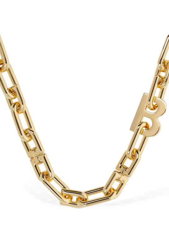 Balenciaga: B chain thin brass necklace - Shiny Gold - women_1 | Luisa Via Roma
