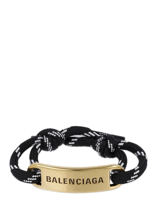 Balenciaga: Plate bracelet - Black/White - men_0 | Luisa Via Roma