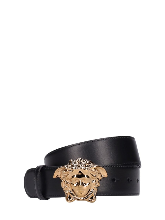 Versace: 4cm Medusa leather belt - Black - women_0 | Luisa Via Roma