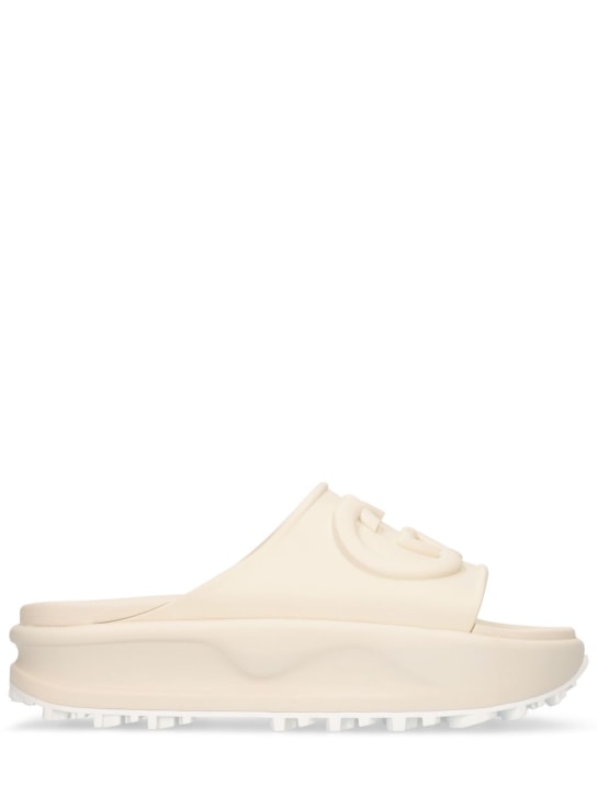 Gucci: 40mm Miami rubber wedge sandals - Off White - women_0 | Luisa Via Roma