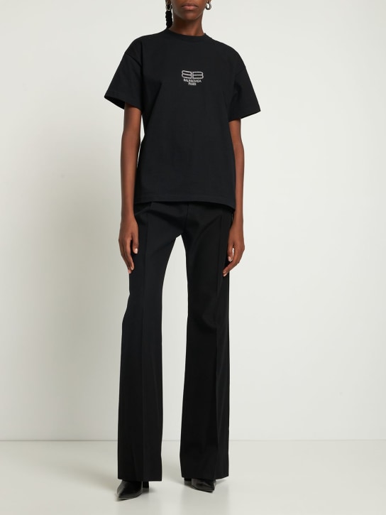 Balenciaga: Medium fit cotton t-shirt - Black/Silver - women_1 | Luisa Via Roma