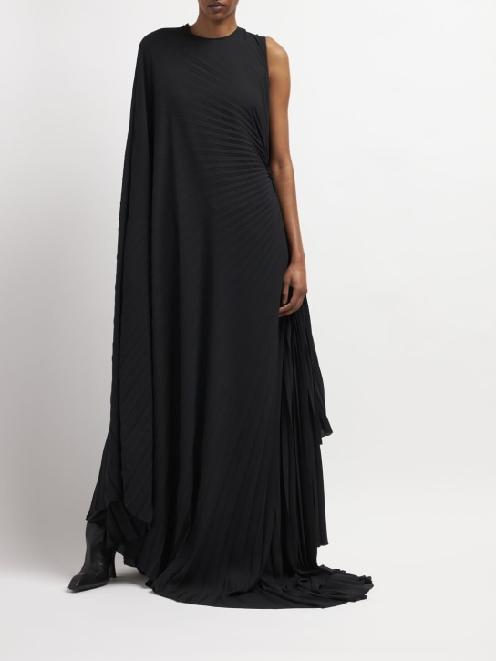Balenciaga: Robe asymétrique à plis - Noir - women_1 | Luisa Via Roma