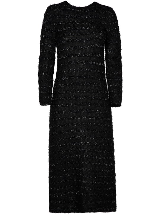 Balenciaga: Back-to-front wool blend tweed dress - Black - women_0 | Luisa Via Roma