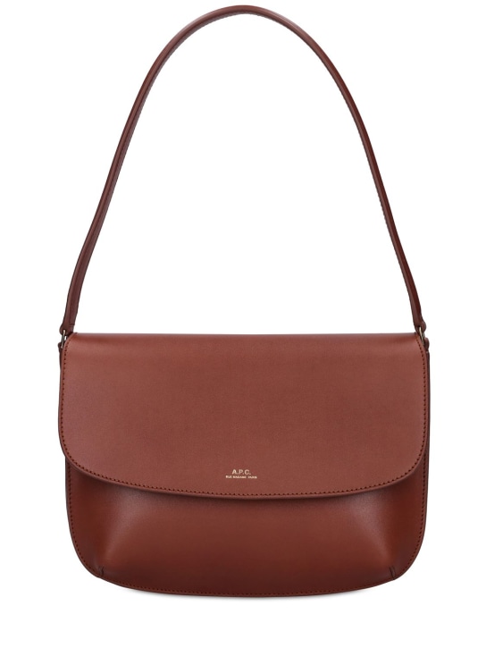 A.P.C.: Sarah leather shoulder bag - Hazelnut - women_0 | Luisa Via Roma