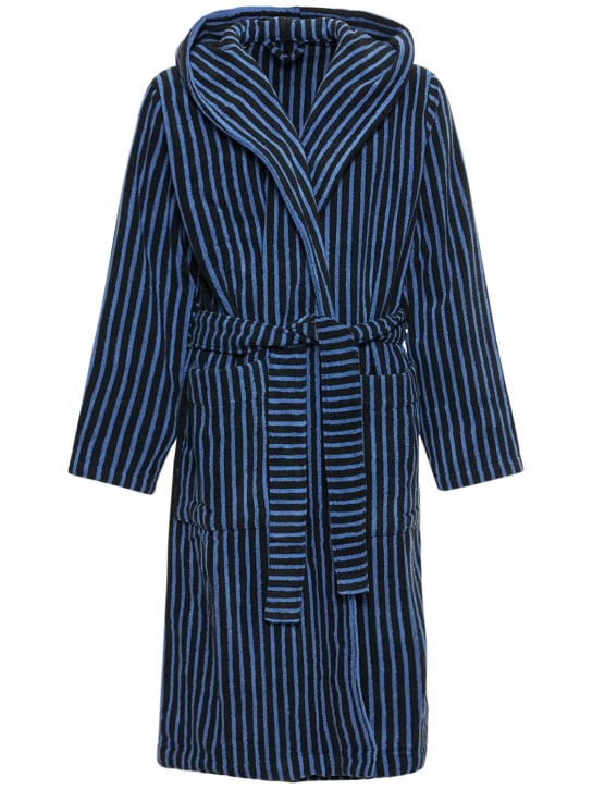 Tekla: Black & Blue bathrobe - Blue - women_0 | Luisa Via Roma
