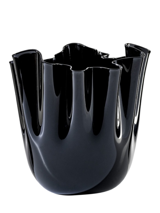 Venini: Vase  Fazzoletto Opalino - Noir - ecraft_0 | Luisa Via Roma