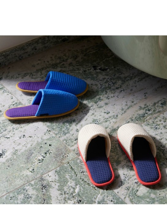 HAY: Waffle cotton blend slippers - Blue - ecraft_1 | Luisa Via Roma