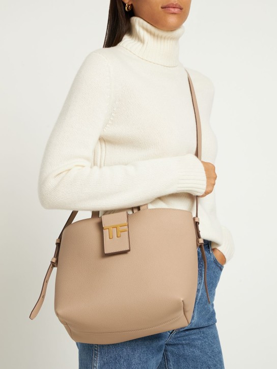 Tom Ford: Mini E/W grain leather tote bag - Silk Taupe - women_1 | Luisa Via Roma