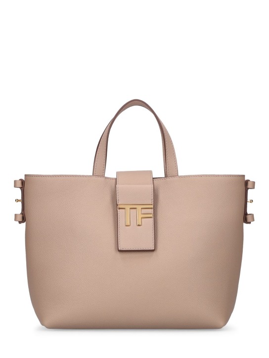 Tom Ford: Mini E/W grain leather tote bag - Silk Taupe - women_0 | Luisa Via Roma