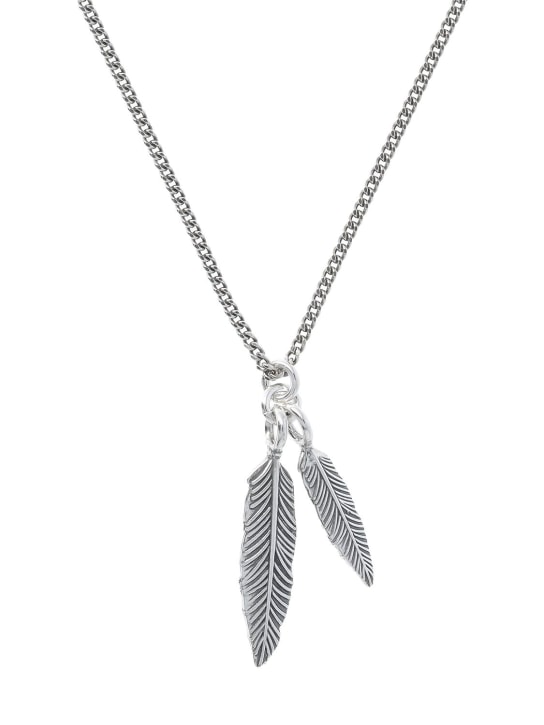 Emanuele Bicocchi: Twin feather charm necklace - Silver - men_0 | Luisa Via Roma