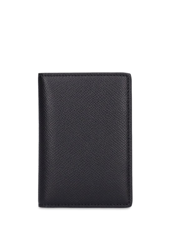 Maison Margiela: Grainy leather card wallet - Black - men_0 | Luisa Via Roma