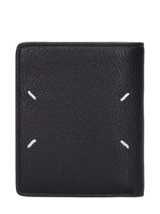 Maison Margiela: Flip Flap medium leather card holder - Black - men_1 | Luisa Via Roma