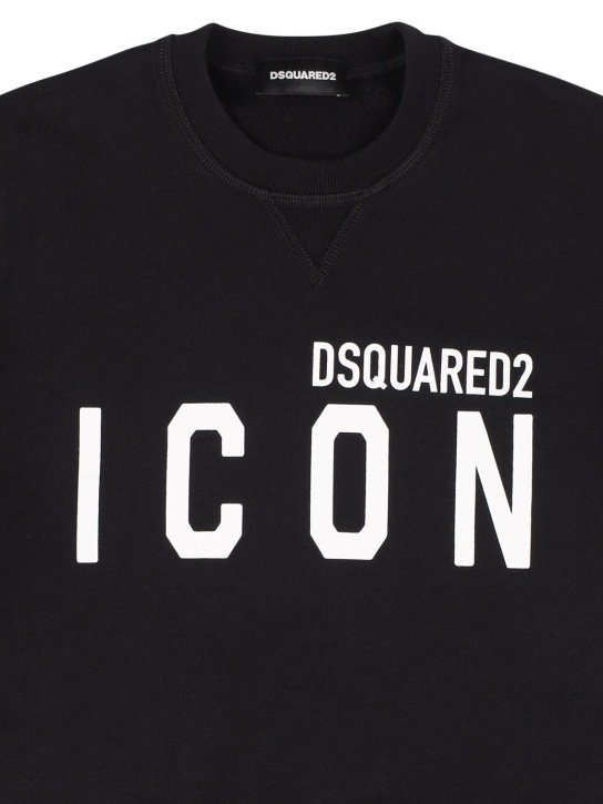 Dsquared2: Icon print cotton sweatshirt - Black - kids-girls_1 | Luisa Via Roma