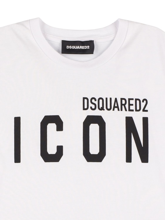 Dsquared2: T-shirt Icon in jersey di cotone con stampa - Bianco - kids-boys_1 | Luisa Via Roma
