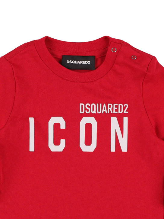 Dsquared2: T-shirt Icon in jersey di cotone con stampa - Rosso - kids-boys_1 | Luisa Via Roma