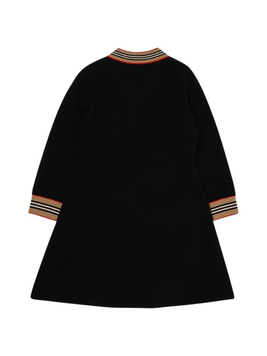 Burberry: Vestido de lana con intarsia - Negro - kids-girls_1 | Luisa Via Roma