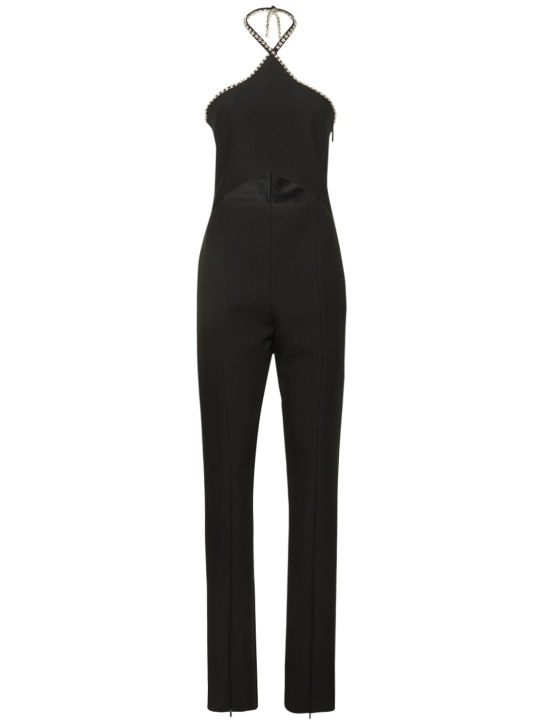 MSGM: Embellished crepe jumpsuit - Black - women_0 | Luisa Via Roma