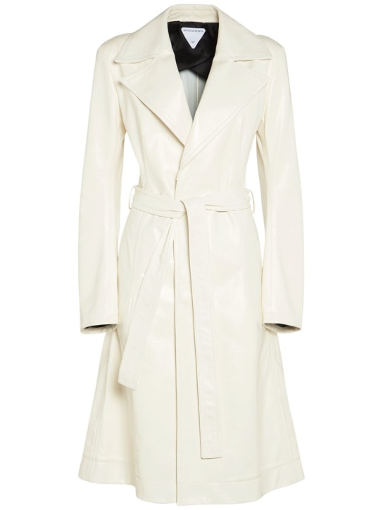 Bottega Veneta: Leather trench coat - White - women_0 | Luisa Via Roma