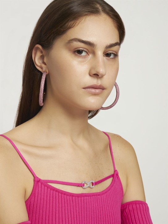 Rosantica: Favilla crystal mesh hoop earrings - Pink - women_1 | Luisa Via Roma