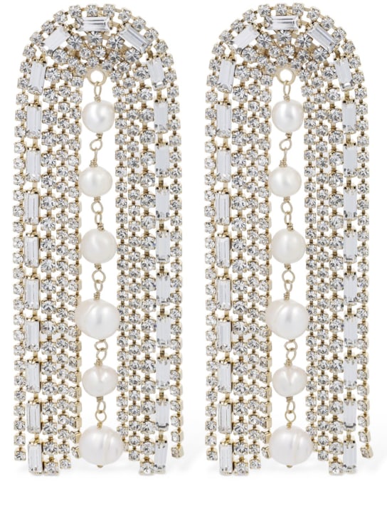 Rosantica: Megeve crystal & pearl earrings - Crystal/Gold - women_0 | Luisa Via Roma