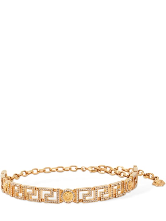Versace: Halsband mit Kristallen „Greek & Medusa“ - Gold/Kristall - women_0 | Luisa Via Roma