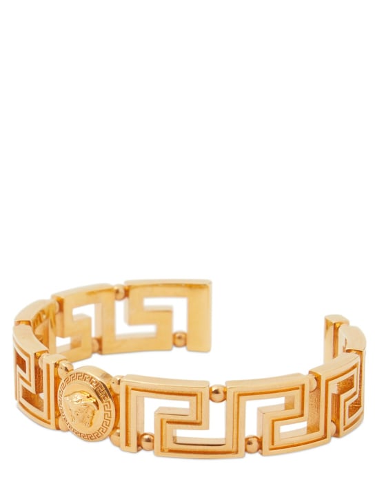 Versace: Greek motif & medusa cuff bracelet - Gold - men_1 | Luisa Via Roma