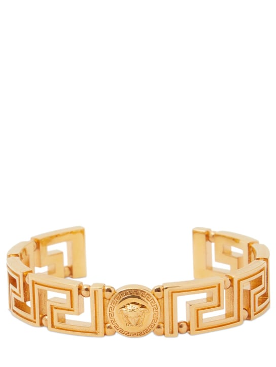 Versace: Greek motif & medusa cuff bracelet - Gold - women_0 | Luisa Via Roma