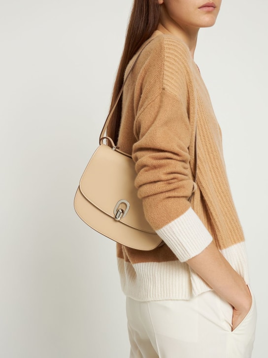 Savette: Sac porté épaule en cuir lisse The Tondo 22 - Blanc Laiteux - women_1 | Luisa Via Roma
