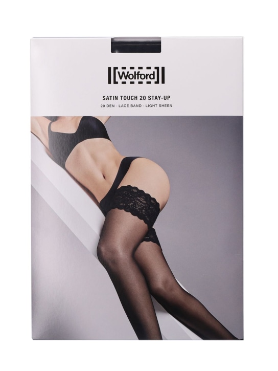 Wolford: Satin Touch sheer stay-up thigh highs - Black - women_0 | Luisa Via Roma