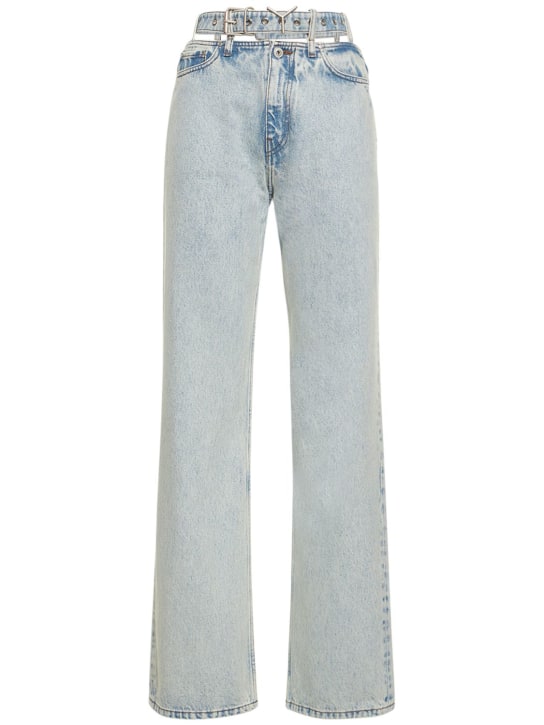 Y/PROJECT: Y belt denim wide leg jeans - Denim - women_0 | Luisa Via Roma