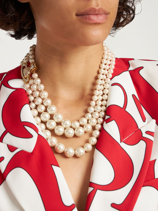 Vivienne Westwood: Collar Graziella con perlas de imitación - Crema/Oro - women_1 | Luisa Via Roma