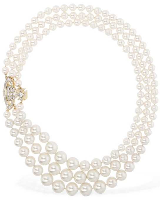 Vivienne Westwood: Collar Graziella con perlas de imitación - Crema/Oro - women_0 | Luisa Via Roma