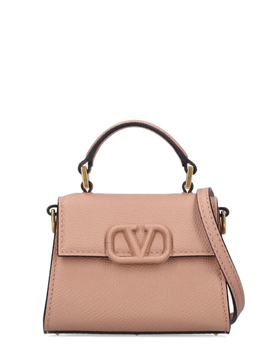 Valentino Garavani: Mikro Tasche aus Leder mit Logo „V Sling“ - Rose Cannelle - women_0 | Luisa Via Roma