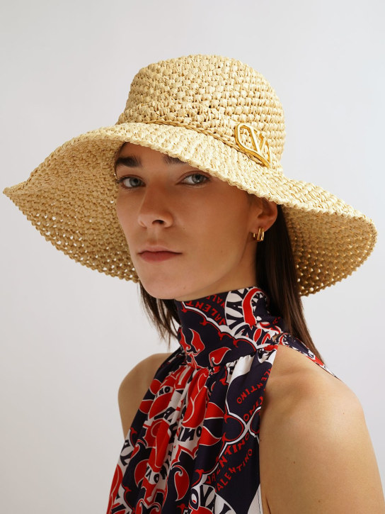Valentino Garavani: V Logo Signature straw hat - Natural - women_1 | Luisa Via Roma