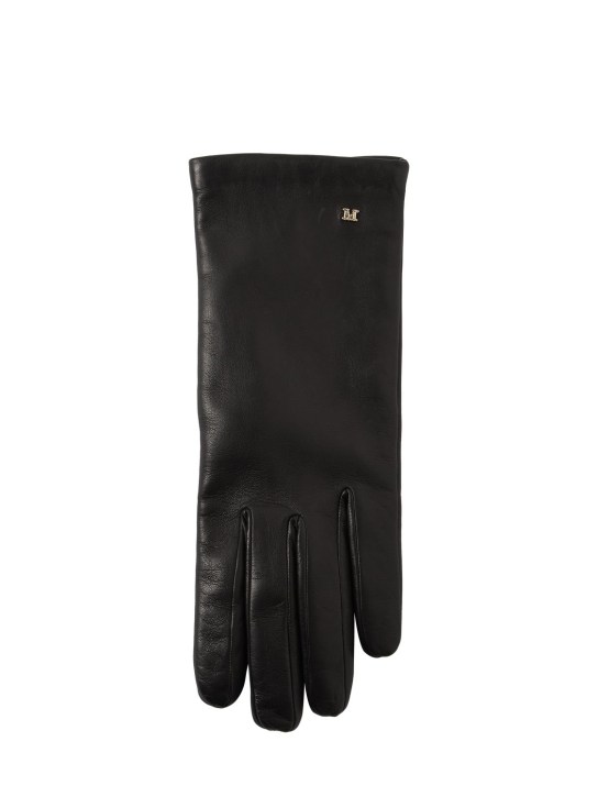 Max Mara: Spalato smooth leather gloves - Black - women_1 | Luisa Via Roma