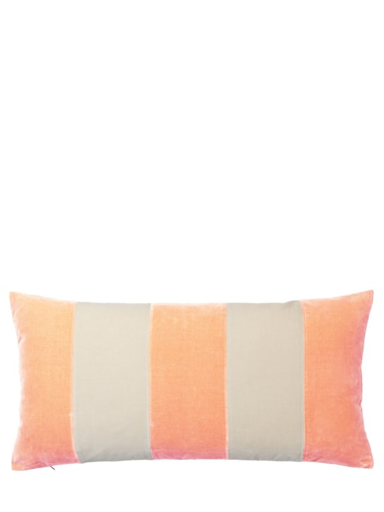 Christina Lundsteen: Striped velvet cushion - Pink - ecraft_0 | Luisa Via Roma